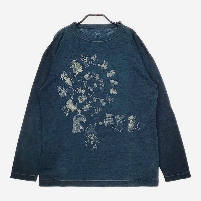 45Rのうずまきピギーズプリントの908Tシャツ(インディゴ）